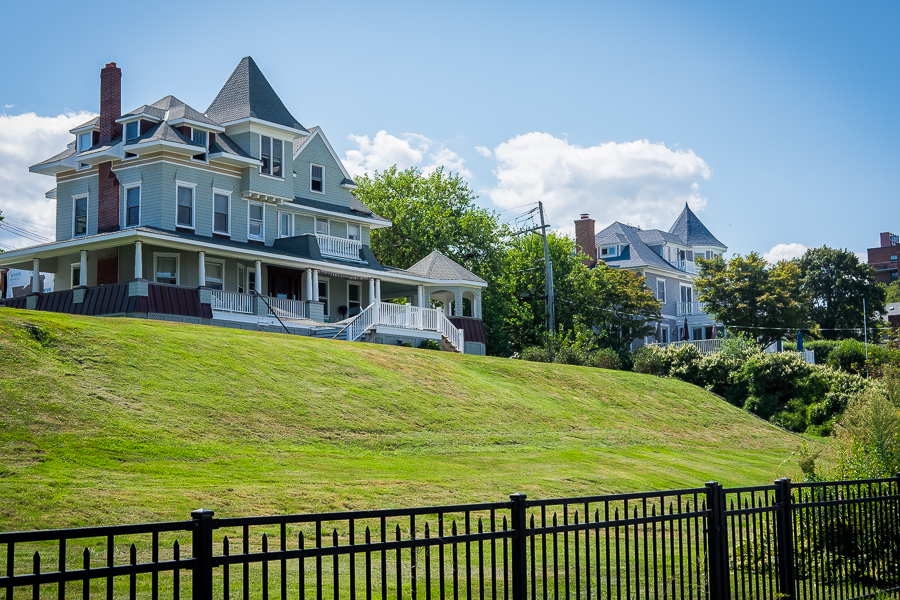 Historic houses overlooking marina
