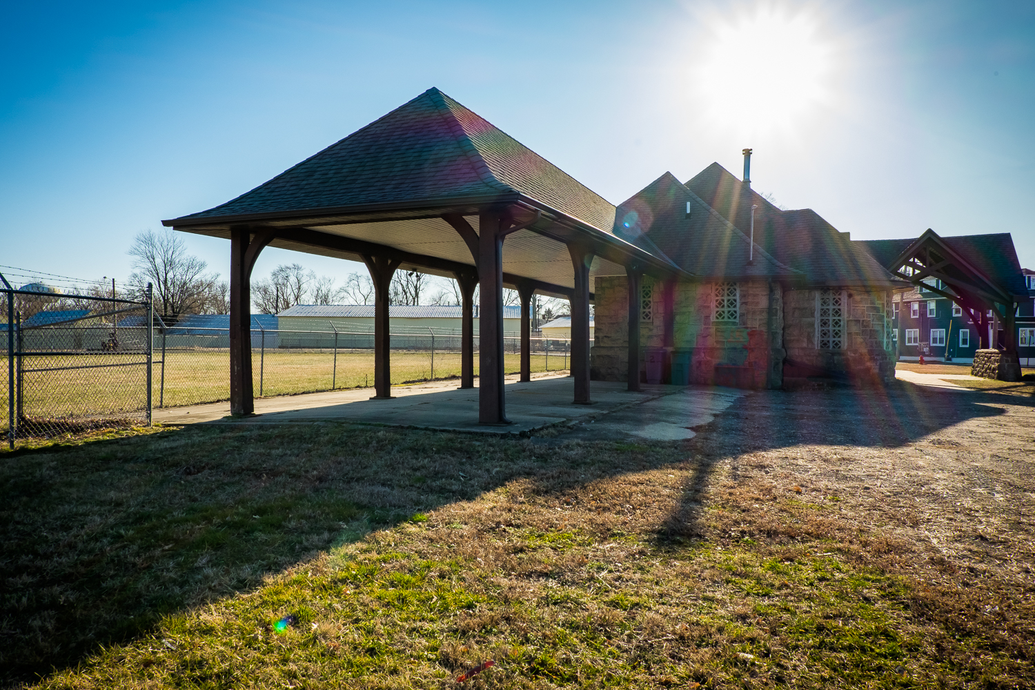 railroad depot in Freehold Boro, North platform and portico